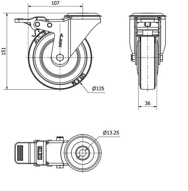 R.GIR.AGUJ.M12 FR.20ZVFD125CP-PGMSB POLIAMIX-GOMA AZUL BOLAS AH NEGR