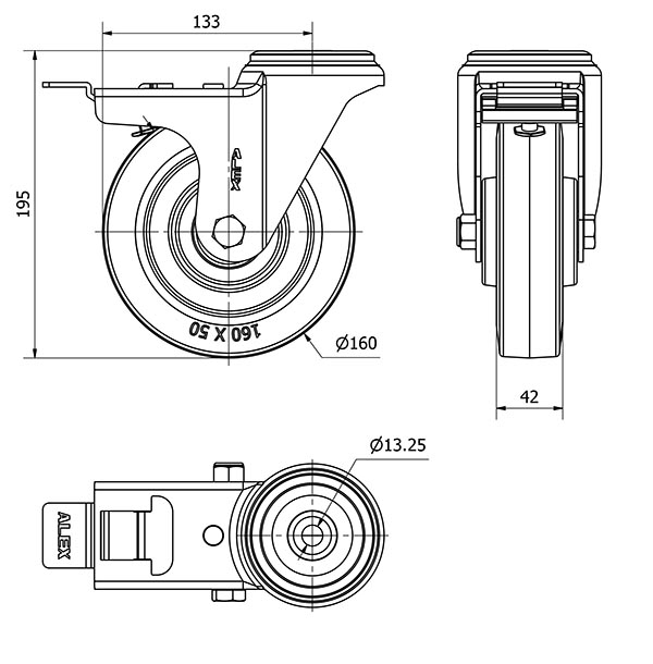 R.GIR.AGUJERO M12 FRENO 20ZVFD160-PGMB POLIAMIX-GOMA AZUL EJE BOLAS