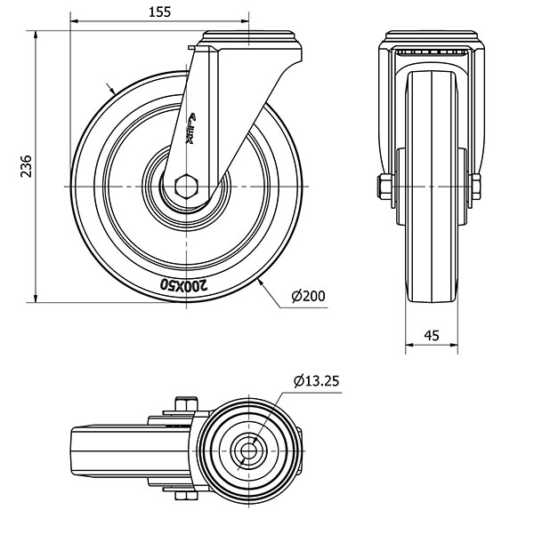 R.GIR.AGUJERO M12 20ZV200-PGMB POLIAMIX-GOMA AZUL EJE BOLAS