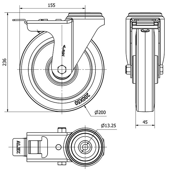 R.GIR.AGUJERO M12 FRENO 20ZVFD200-PGMB POLIAMIX-GOMA AZUL EJE BOLAS