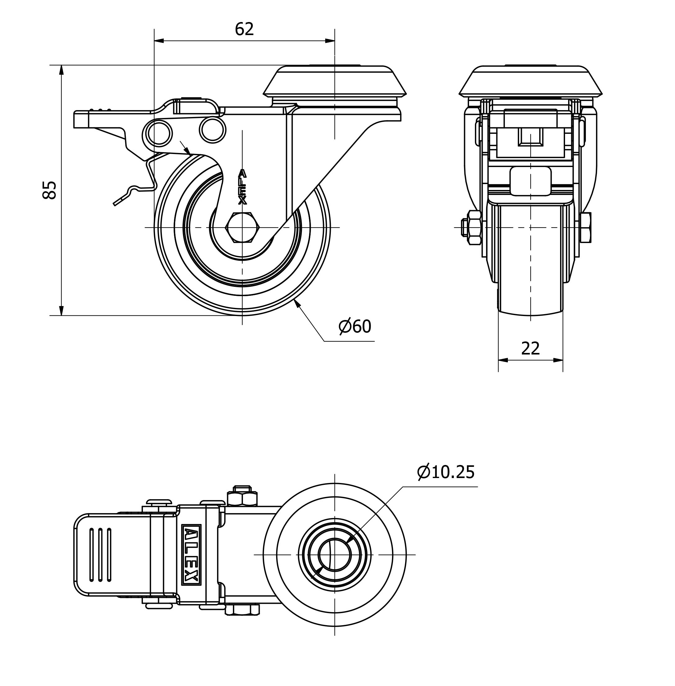 R.GIR.AGUJERO M10 FRENO 20BHFD60CP-PPIA POLIAMIX-POLIUR.ROJO LISO