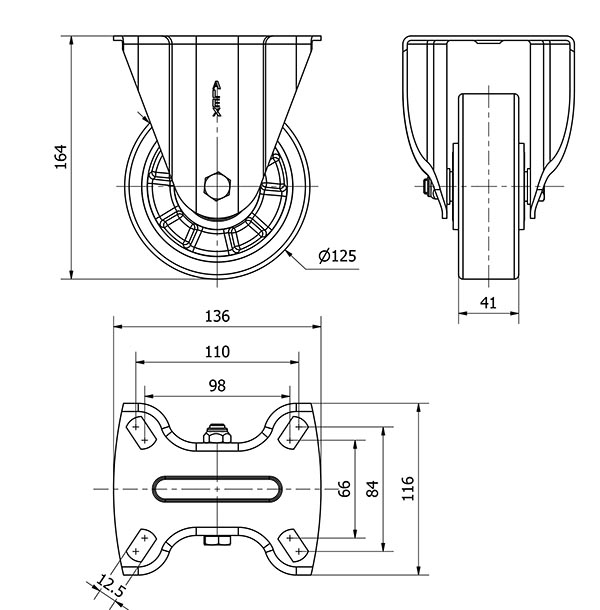 R.FIJA 17TV125-AUB (ANCHA) ALUMINIO-POLIUR.NARANJA EJE BOLAS