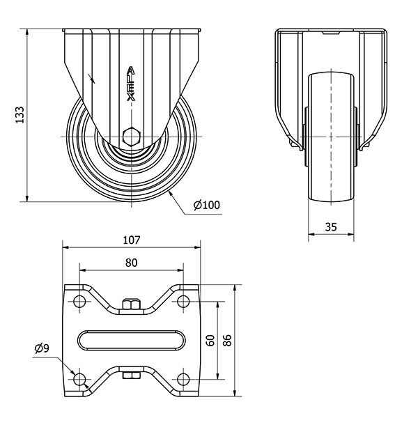 R.FIJA 17ZV100-TTB RESINA NEGRA EJE BOLAS