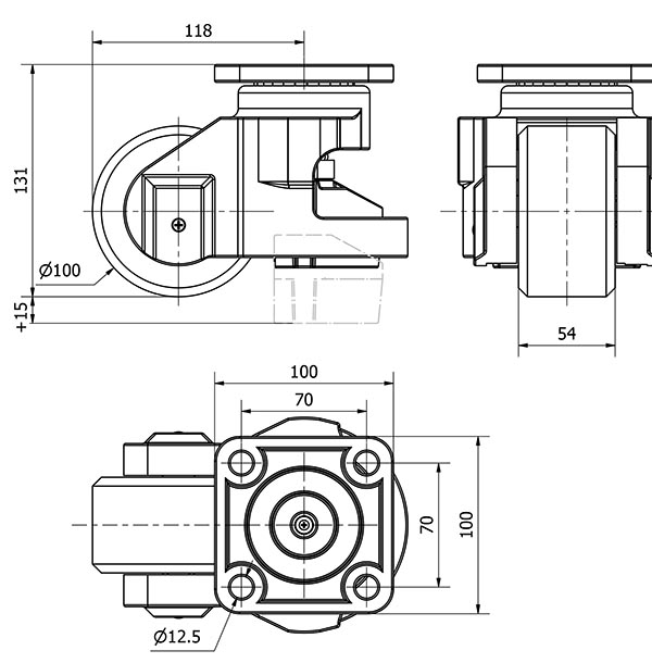R.GIR.DE NIVELACION PLACA 10FM100 NYLON AZUL EJE LISO