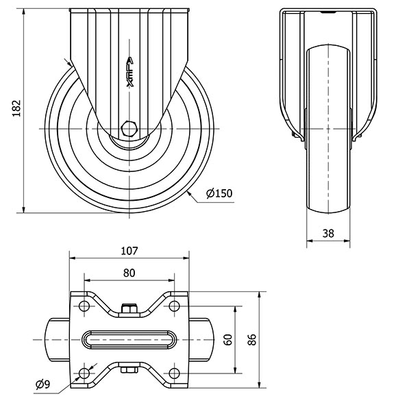 R.FIJA 17ZVL150-UTR POLIAMIX BLANCO EJE RODILLOS