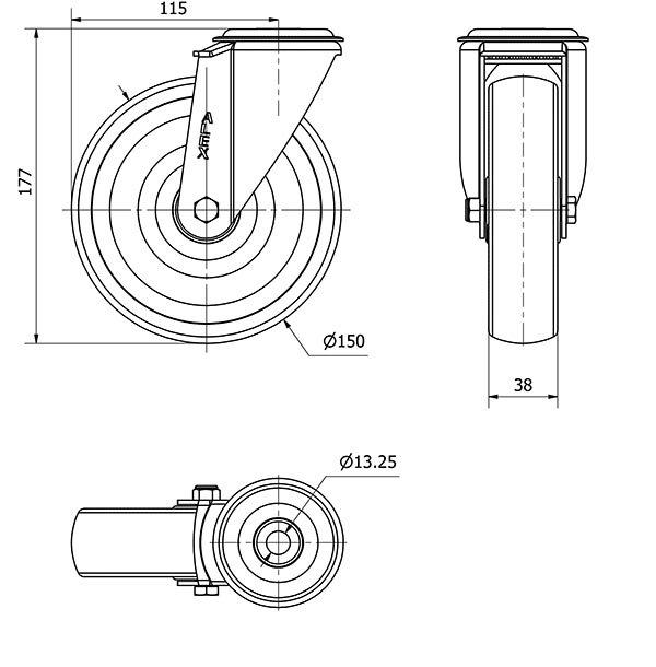 R.GIR.AGUJERO M12 20ZVL150-UTR POLIAMIX BLANCO EJE RODILLOS