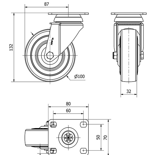 R.GIR.PLACA 10BHA100CP-PGAN POLIAMIX-GOMA GRIS EJE LISO