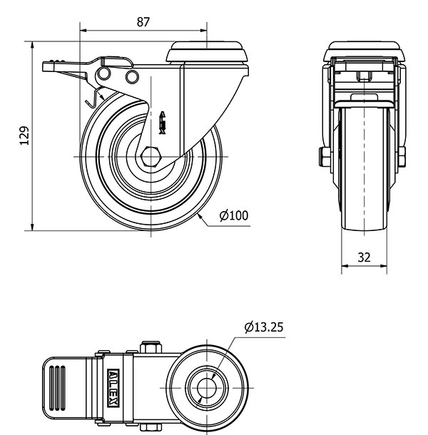 R.GIR.AGUJERO M12 FRENO 20BHAFD100CP-PGAN POLIAMIX-GOMA GRIS LISO