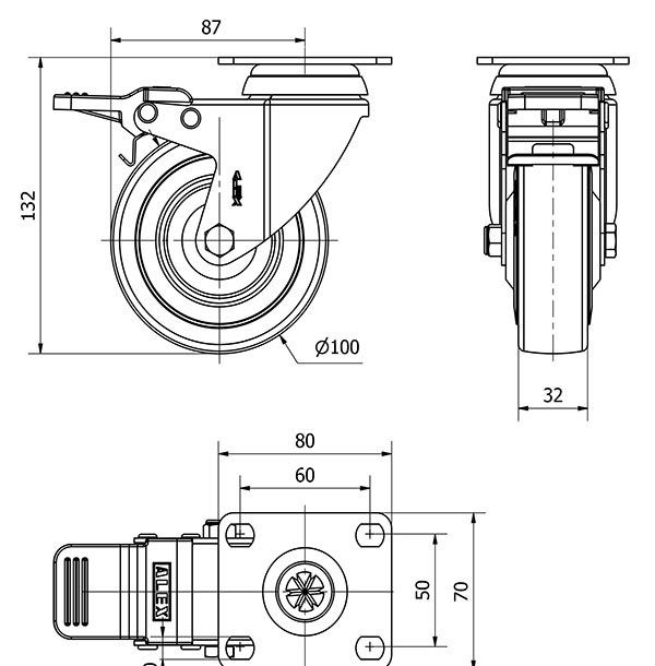 R.GIR.PLACA FRENO 10BHAFD100CP-PGASB POLIAMIX-GOMA GRIS EJE BOLAS