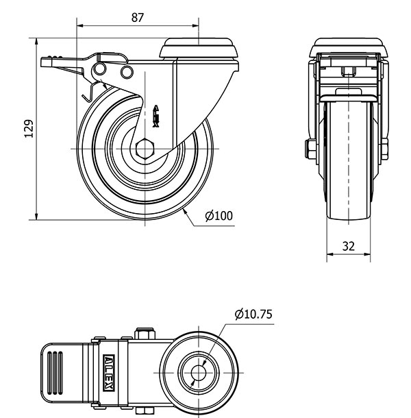 R.GIR.AGUJERO M10 FRENO 20BHAFD100CP-PGASB POLIAMIX-GOMA GRIS BOLAS