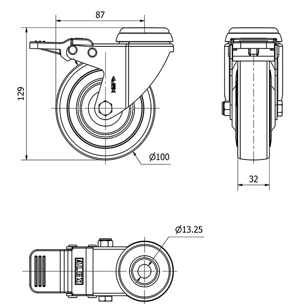 R.GIR.AGUJERO M12 FRENO 20BHAFD100CP-PGASB POLIAMIX-GOMA GRIS BOLAS