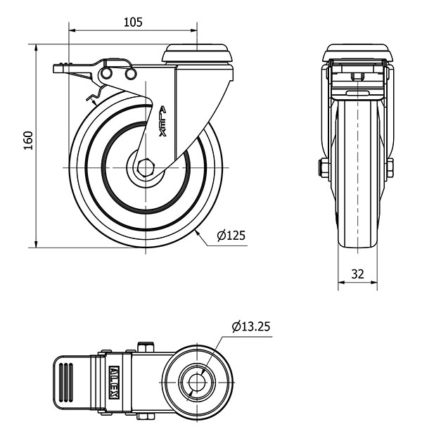 R.GIR.AGUJERO M12 FRENO 20BHAFD125CP-PGASB POLIAMIX-GOMA GRIS BOLAS