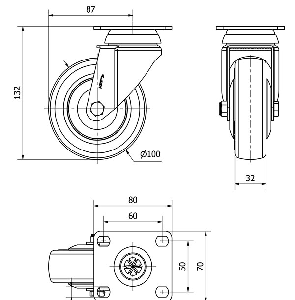 R.GIR.PLACA 10BHA100CP-PGAISB GOMA GRIS EJE BOLAS