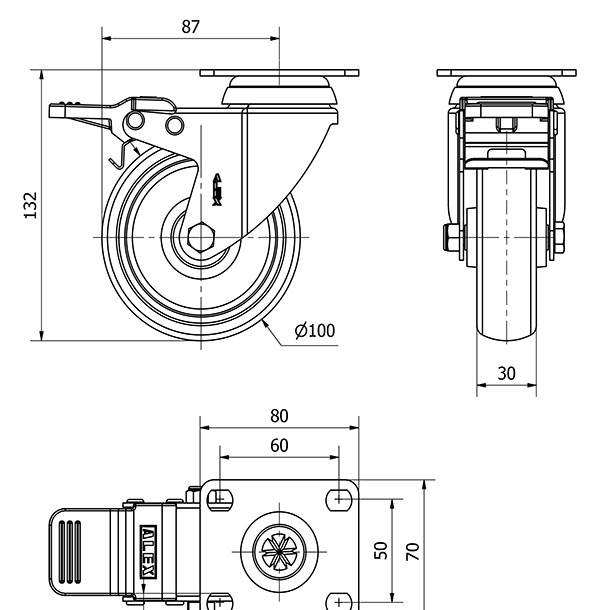 R.GIR.PLACA FRENO 10BHFDA100-PGZR POLIAMIX-GOMA GRIS INYECT.RODILLOS
