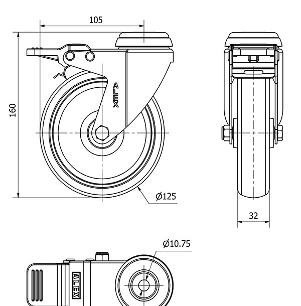 R.GIR.AGUJER.M10 FRENO 20BHAFD125-PGZR POLIAMIX-GOMA GRIS INYECT.ROD