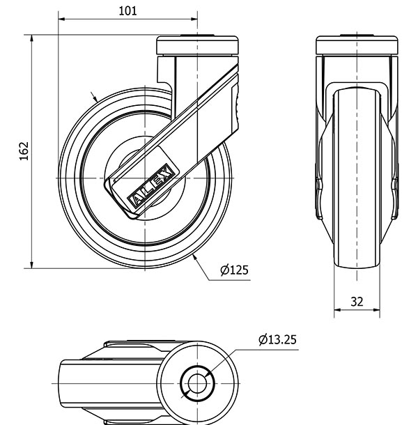 R.GIR.AGUJERO M12 21HC125CP-PGAISB GOMA GRIS EJE BOLAS