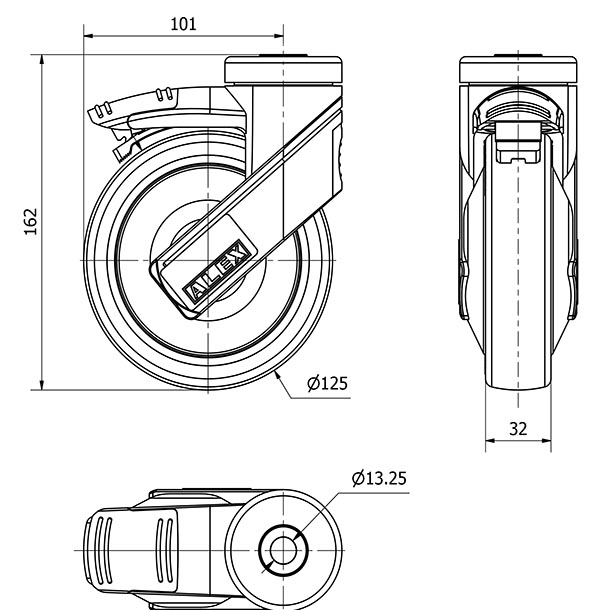 R.GIR.AGUJERO M12 FRENO 21HCFD125CP-PGAISB GOMA GRIS EJE BOLAS