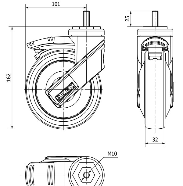 R.GIR.ESP.ROSC.M10x25 FRENO 50HCFD125CP-PGAISB GOMA GRIS EJE BOLAS