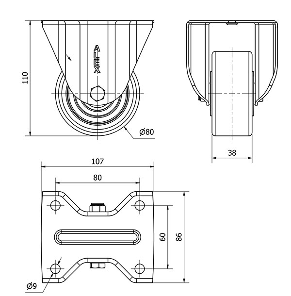 R.FIJA 17ZVL80-AUB ALUMINIO-POLIUR.NARANJA EJE BOLAS