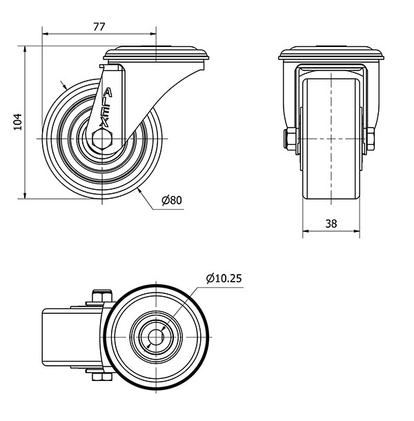 R.GIR.AGUJERO M10 20ZVL80-AUB ALUMINIO-POLIUR.NARANJA EJE BOLAS