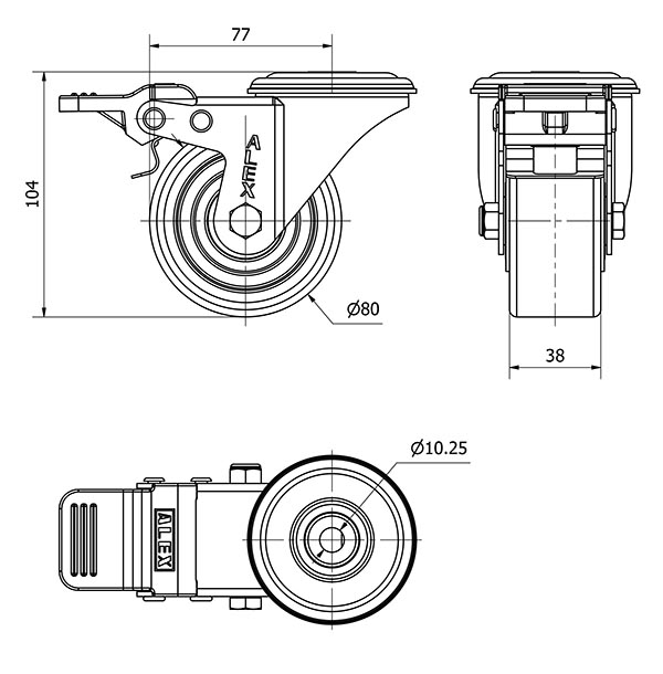 R.GIR.AGUJERO M10 FRENO 20ZVLFD80-AUB ALUMINIO-POLIUR.NARANJA BOLAS