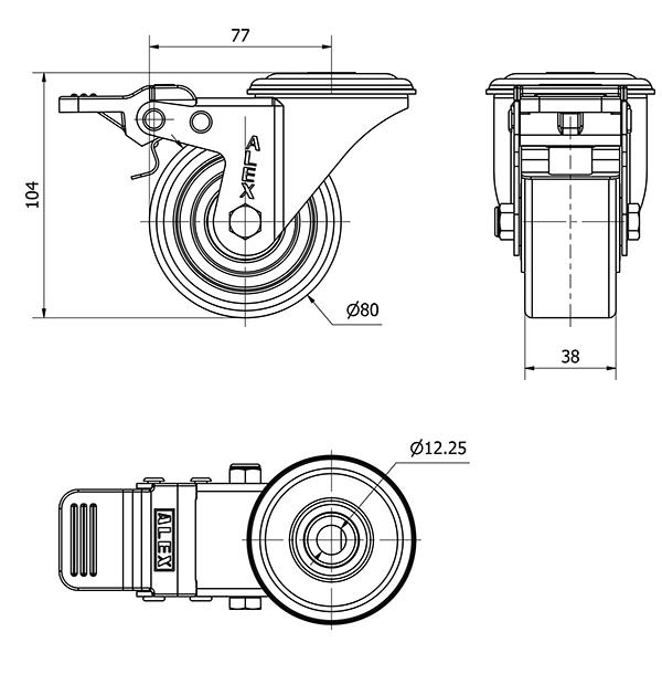 R.GIR.AGUJERO M12 FRENO 20ZVLFD80-AUB ALUMINIO-POLIUR.NARANJA BOLAS