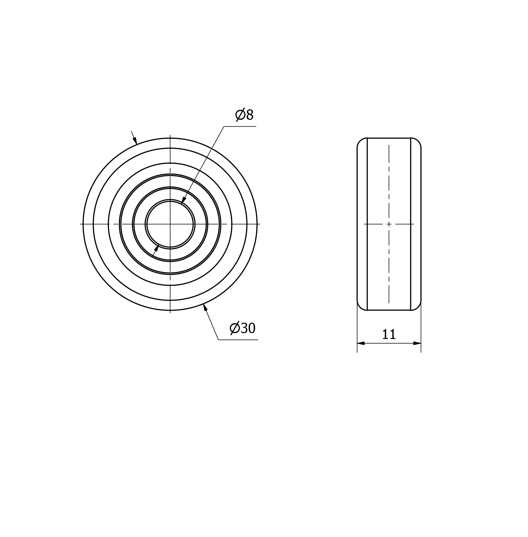 RODAMIENTO BOLAS RECUBIERTO DE POLIUR.VULCANIZADO NARANJA GRB30-8-11