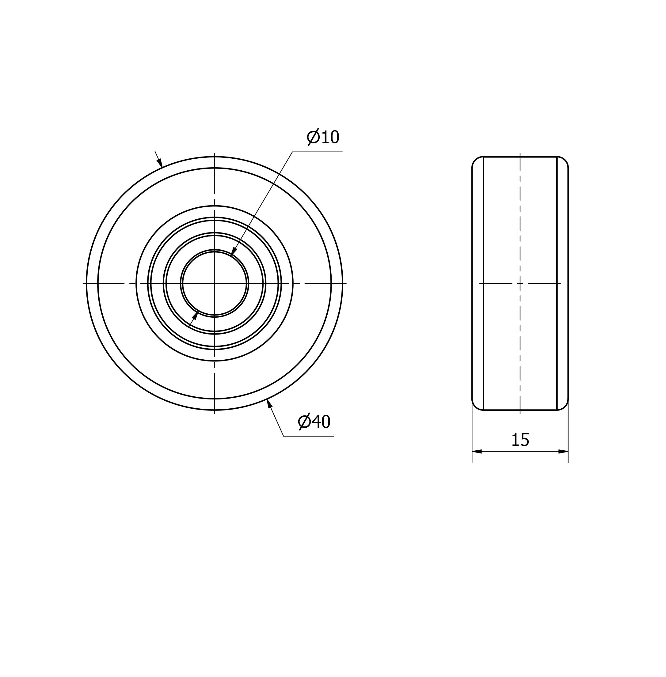 RODAMIENTO BOLAS RECUBIERTO POLIUR.VULCANIZADO NARANJA GRB40-10-15