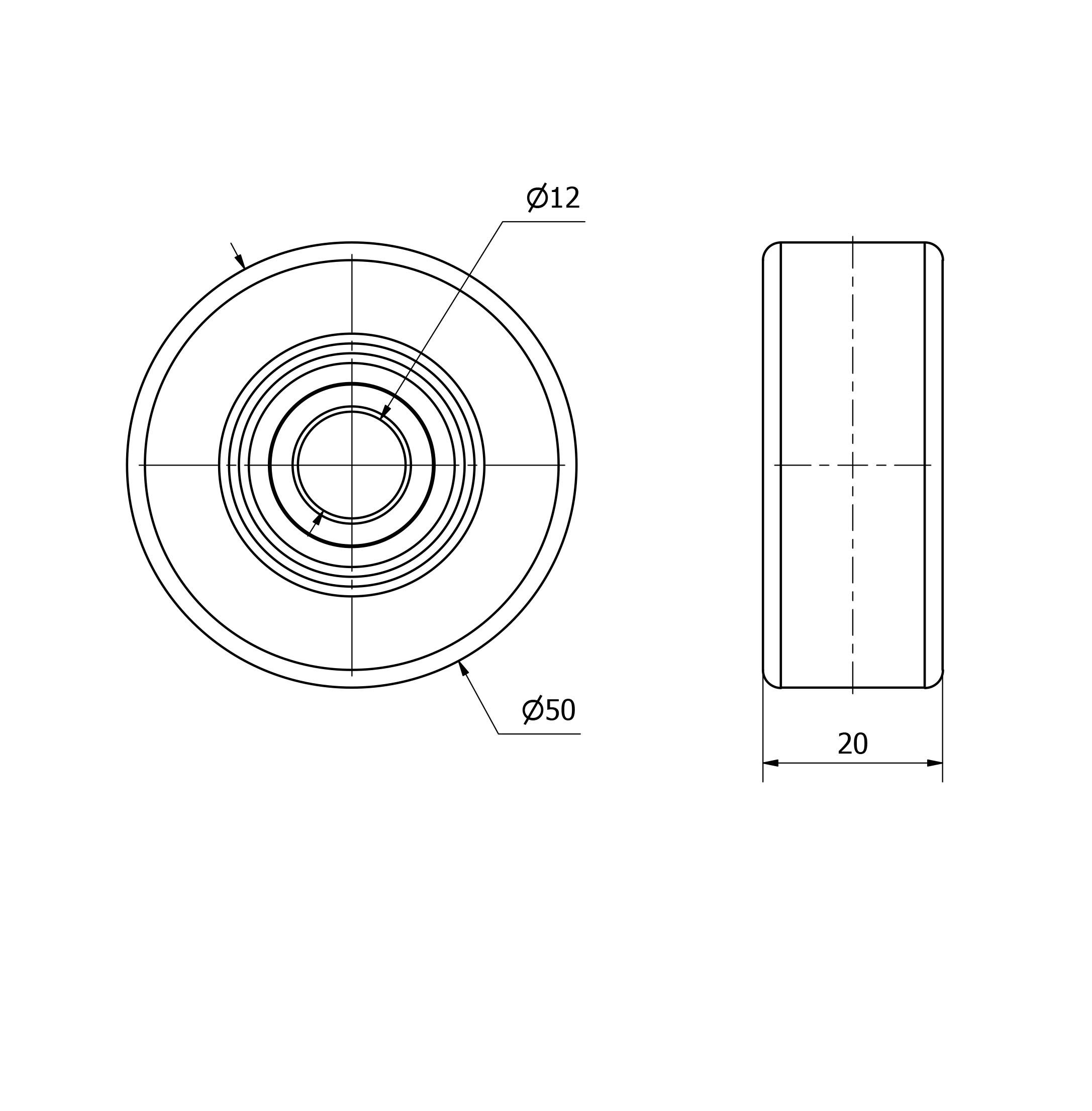 RODAMIENTO BOLAS RECUBIERTO POLIUR.VULCANIZADO NARANJA GRB50-12-20