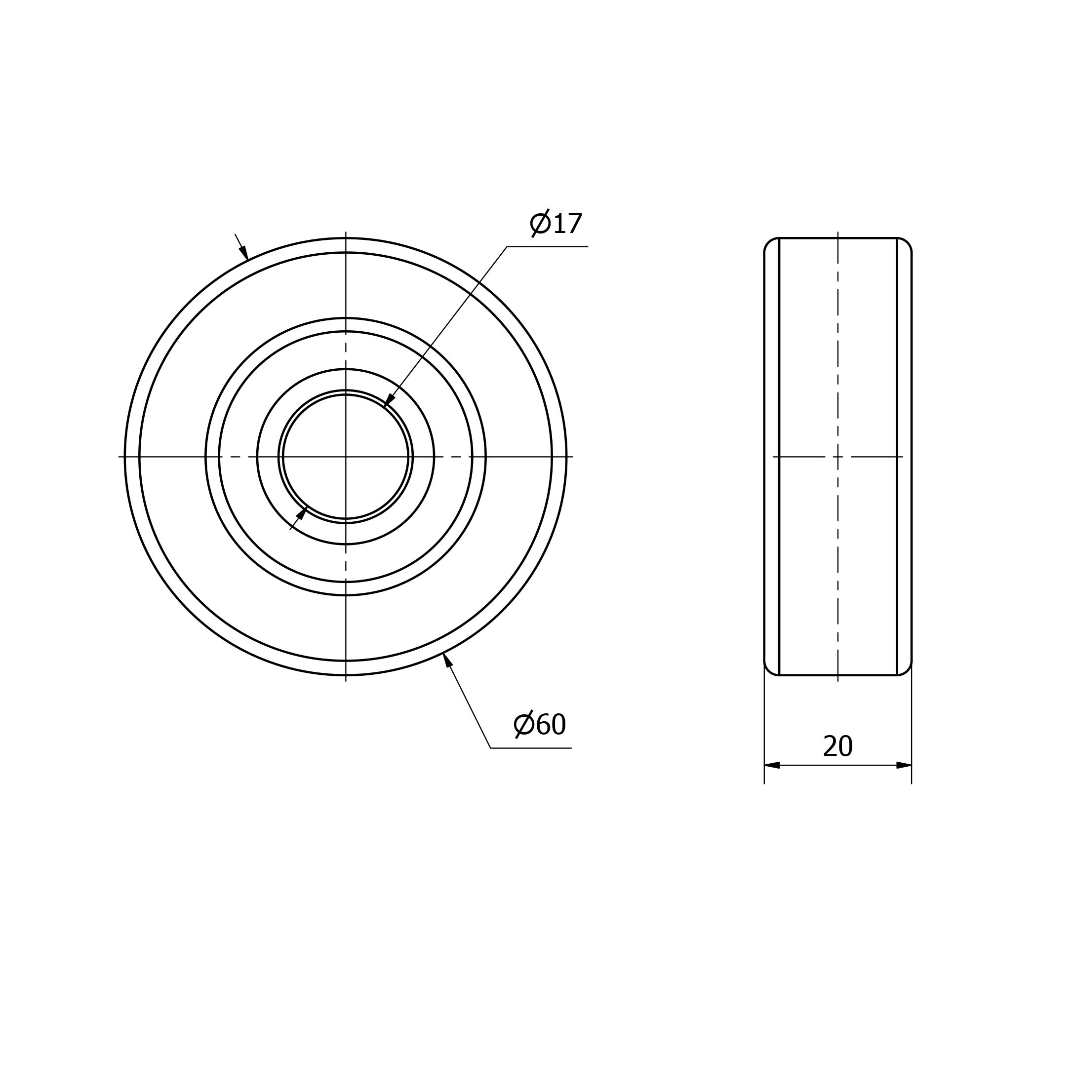 RODAMIENTO BOLAS RECUBIERTO POLIUR.VULCANIZADO NARANJA GRB60-17-20