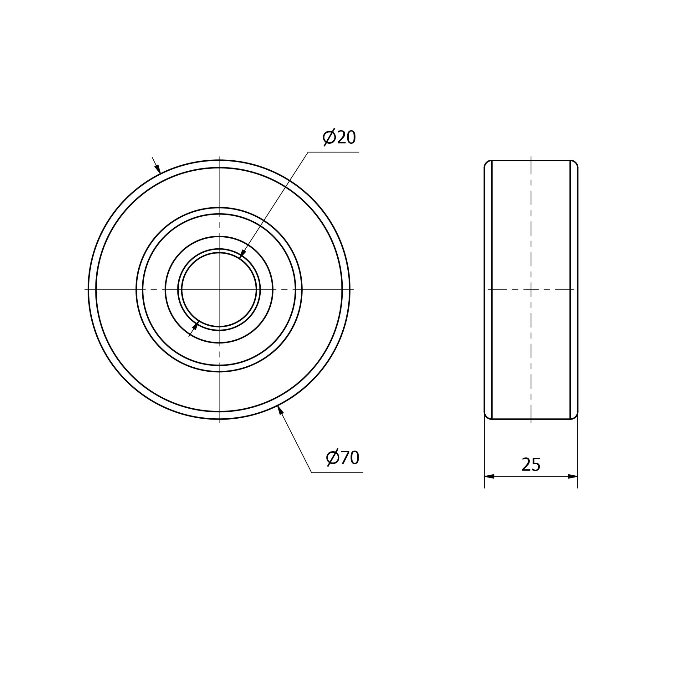 RODAMIENTO BOLAS RECUBIERTO POLIUR.VULCANIZADO NARANJA GRB70-20-25