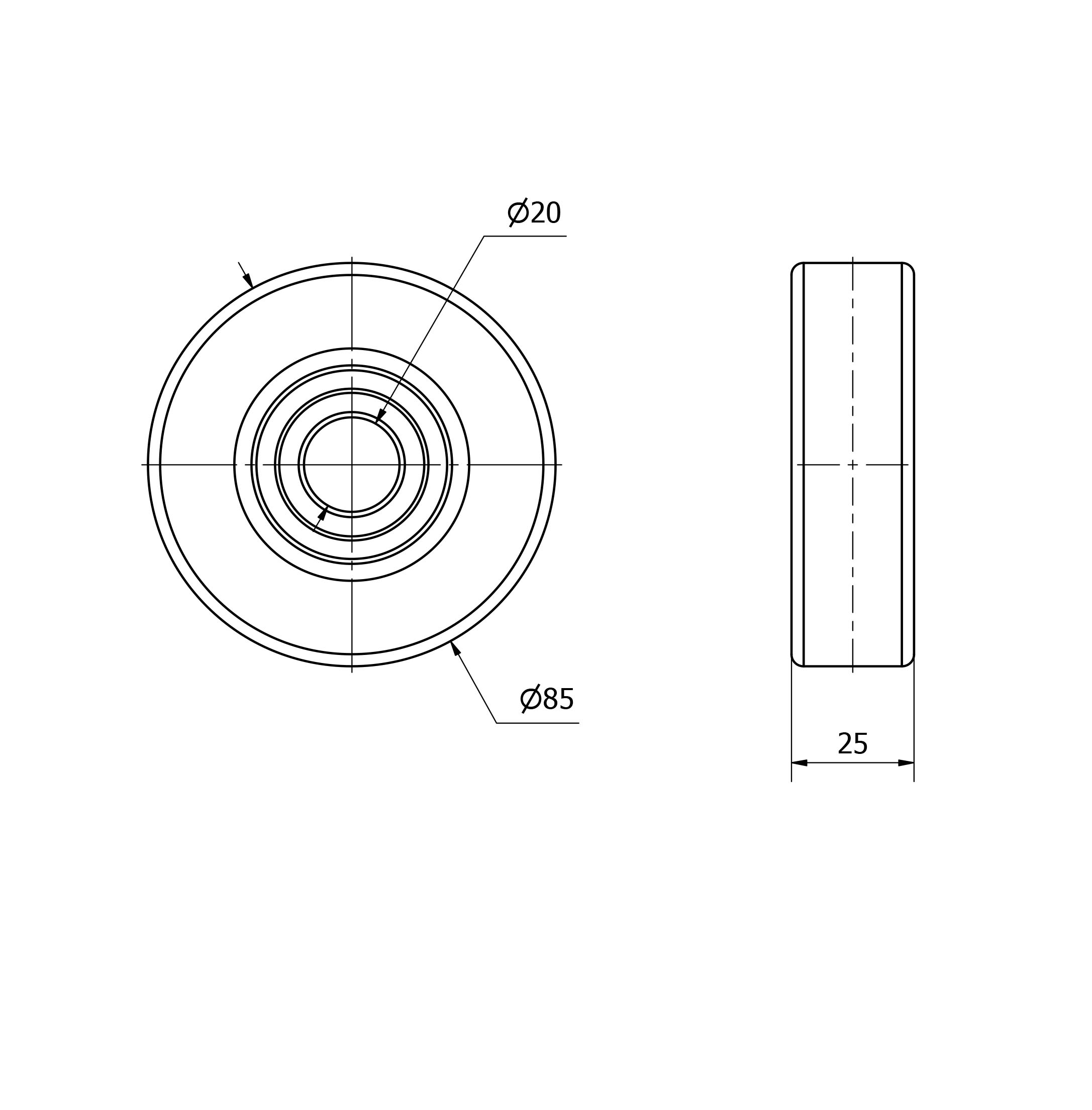 RODAMIENTO BOLAS RECUBIERTO POLIUR.VULCANIZADO NARANJA GRB85-20-25