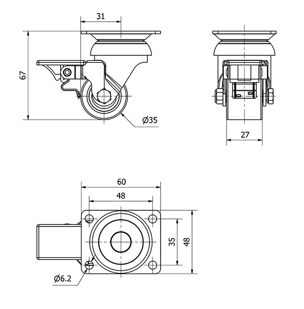 R.GIR.PLACA FR.10LPFN35-VNB HIERRO-POLIUR.VULCAN.NARANJA EJE BOLAS