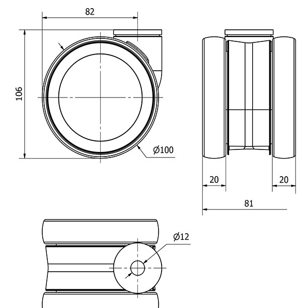 R.GIR.AGUJERO M12 21HD100 POLIURETANO