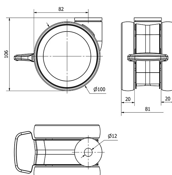 R.GIR.AGUJERO M12 FRENO 21HDFN100 POLIURETANO