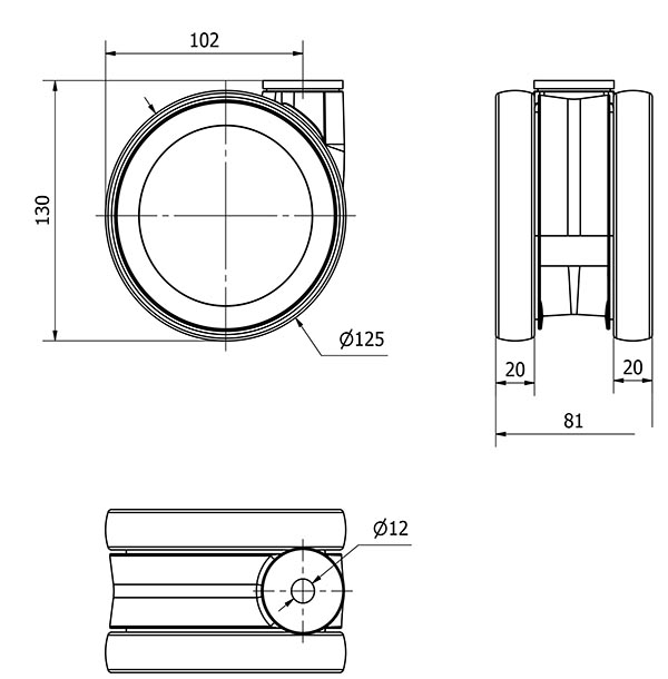 R.GIR.AGUJERO M12 21HD125 POLIURETANO