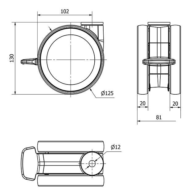 R.GIR.AGUJERO M12 FRENO 21HDFN125 POLIURETANO