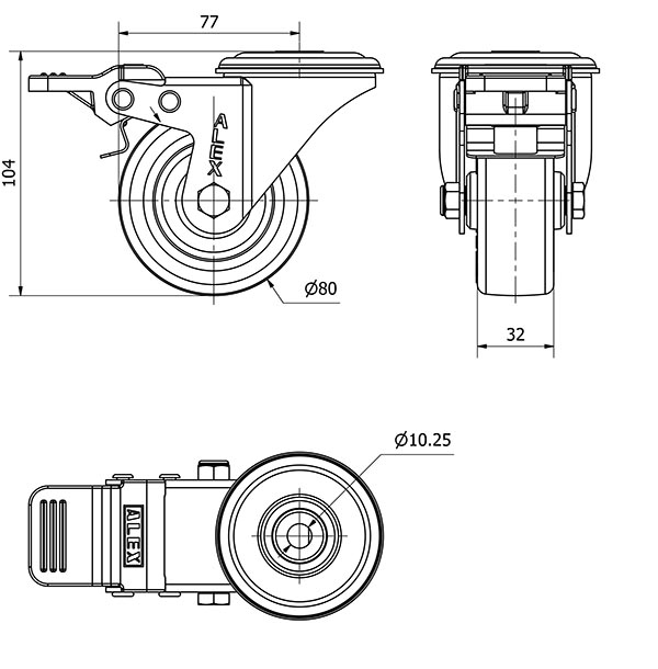 R.GIR.AGUJ.M10 FR.INOX.20ZVLIFD80-PO NYLON BLANCO-POLIUR.ROJO LISO