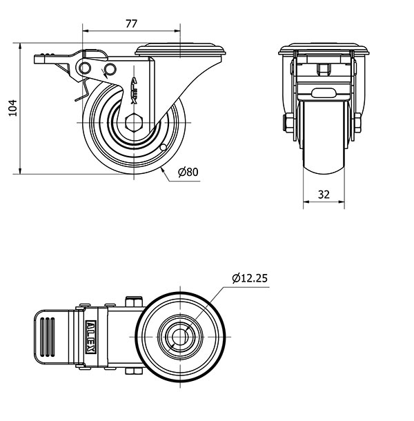 R.GIR.AGUJ.M12 FRENO 20ZVLFD80CP-PGCSB POLIUR.GRIS CONDUCTIVO BOLAS