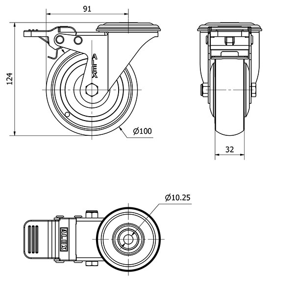 R.GIR.AGUJ.M10 FRENO 20ZVLFD100CP-PGCSB POLIUR.GRIS CONDUCTIVO BOLAS