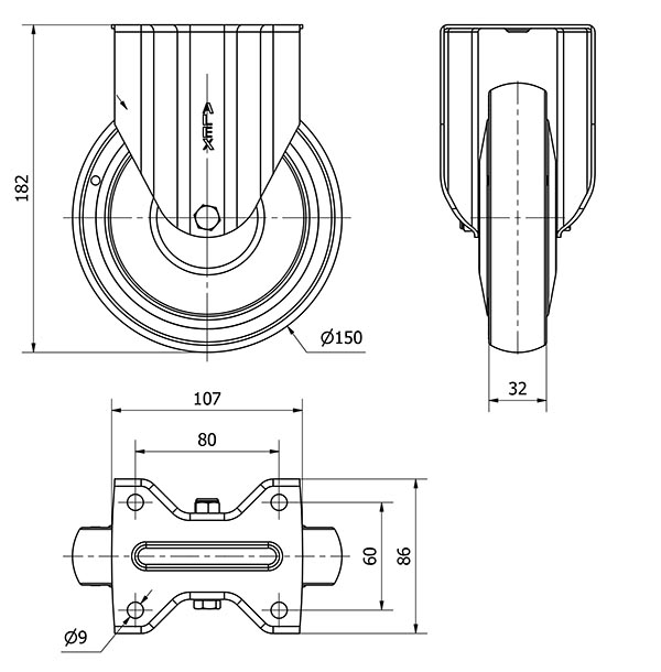 R.FIJA 17ZVL150CP-PGCSB POLIUR.GRIS CONDUCTIVO EJE BOLAS