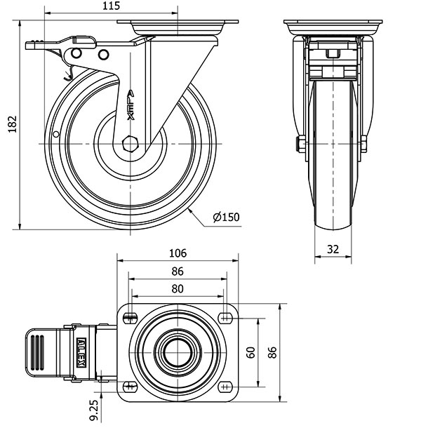 R.GIR.PLACA FRENO 10ZVLFD150CP-PGCSB POLIUR.GRIS CONDUCTIVO BOLAS