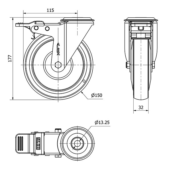 R.GIR.AGUJ.M12 FRENO 20ZVLFD150CP-PGCSB POLIUR.GRIS CONDUCTIVO BOLAS