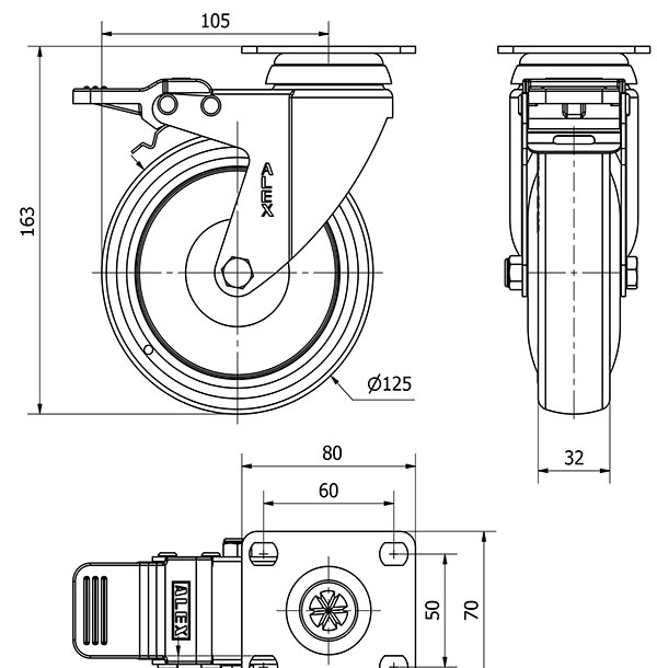 R.GIR.PLACA FRENO 10BHAFD125CP-PGCSB POLIUR.GRIS CONDUCTIVO BOLAS
