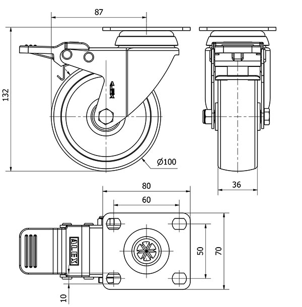 R.GIR.PLACA FRENO 10BHAFD100-UT POLIAMIX BLANCO EJE LISO