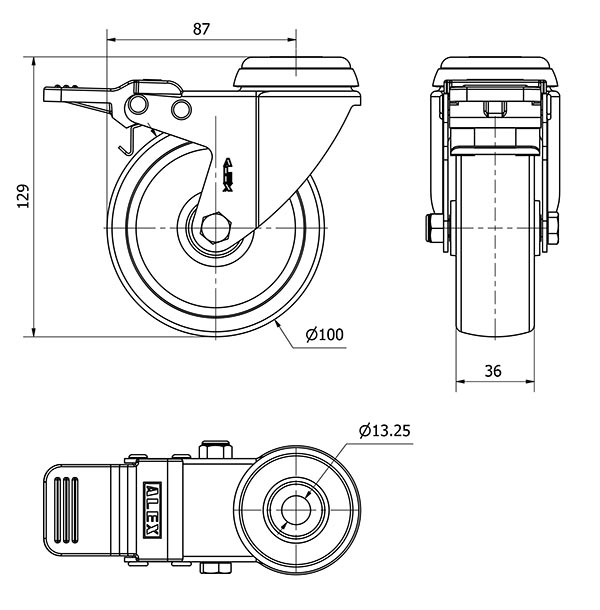 R.GIR.AGUJERO M12 FRENO 20BHAFD100-UT POLIAMIX BLANCO EJE LISO