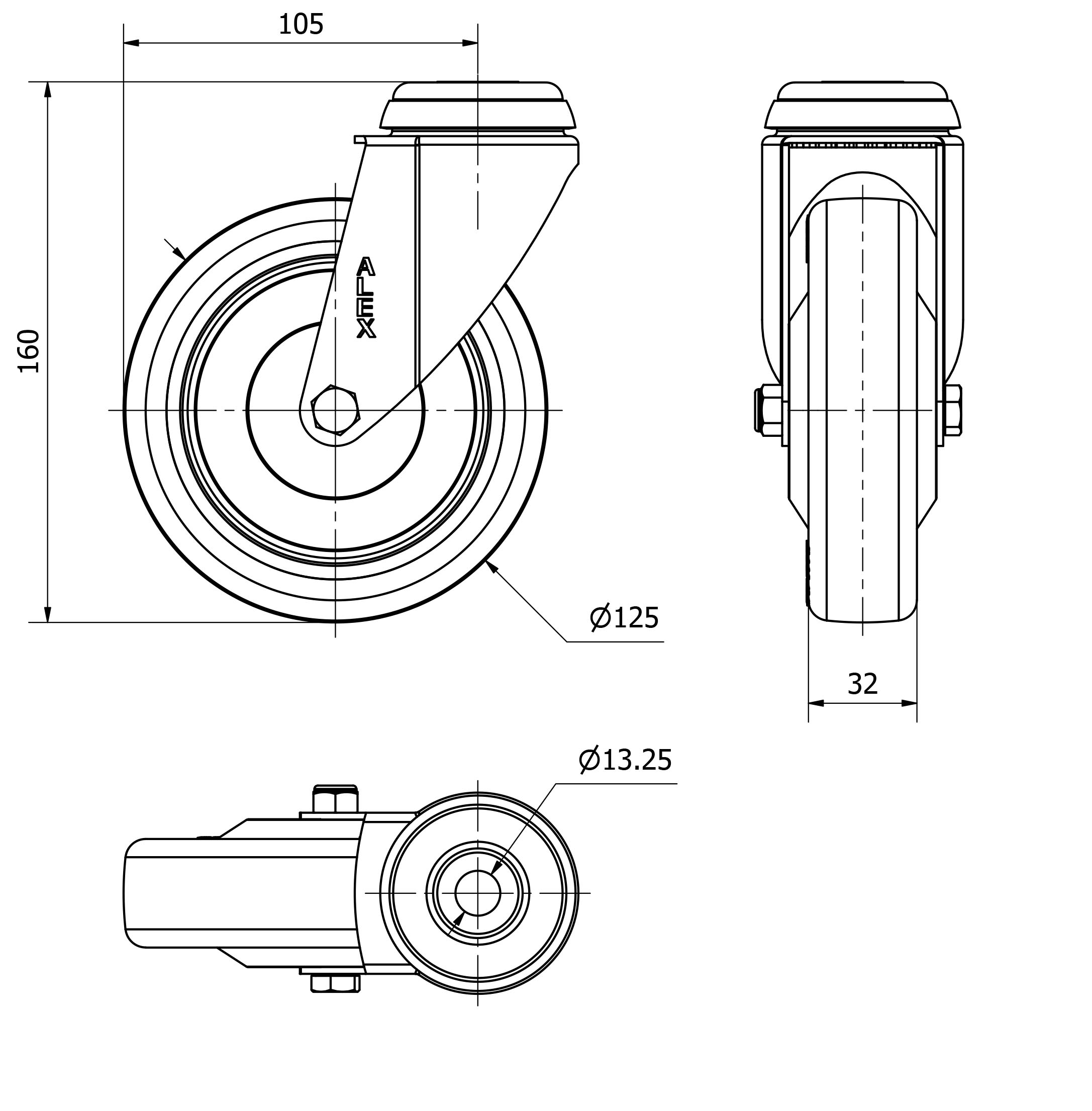 R.GIR.AGUJERO M12 20BHA125CP-PPIA POLIAMIX-POLIUR.ROJO EJE LISO