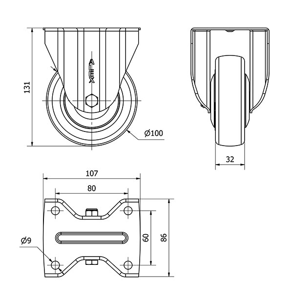 R.FIJA 17ZVL100CP-PGAISB GOMA GRIS EJE BOLAS