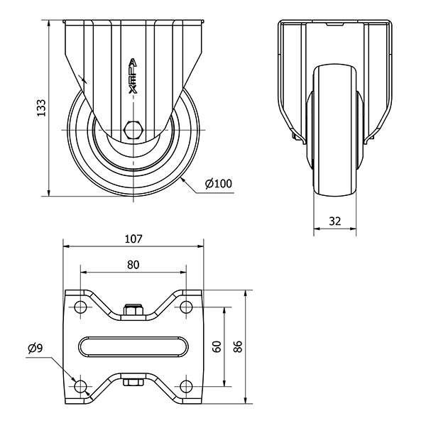 R.FIJA 17ZV100CP-PGAISB GOMA GRIS EJE BOLAS
