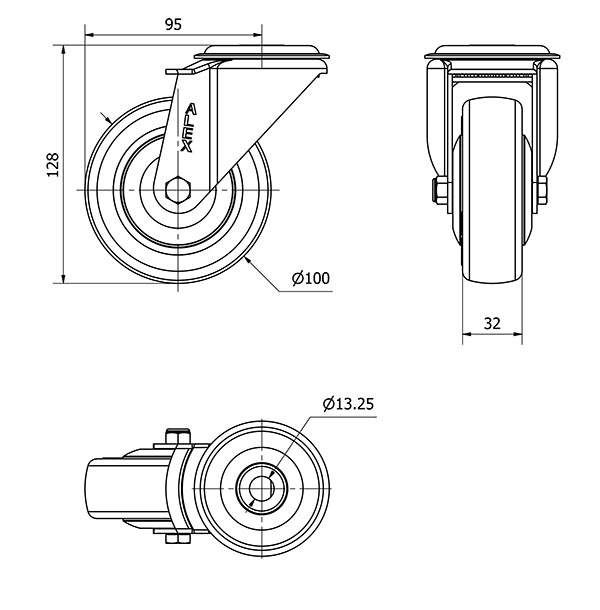 R.GIR.AGUJERO M12 20ZV100CP-PGAISB GOMA GRIS EJE BOLAS